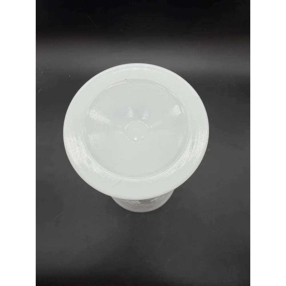 Vintage Milk Glass Vase White Embossed‎ Grape Harvest Pattern Pedestal Base